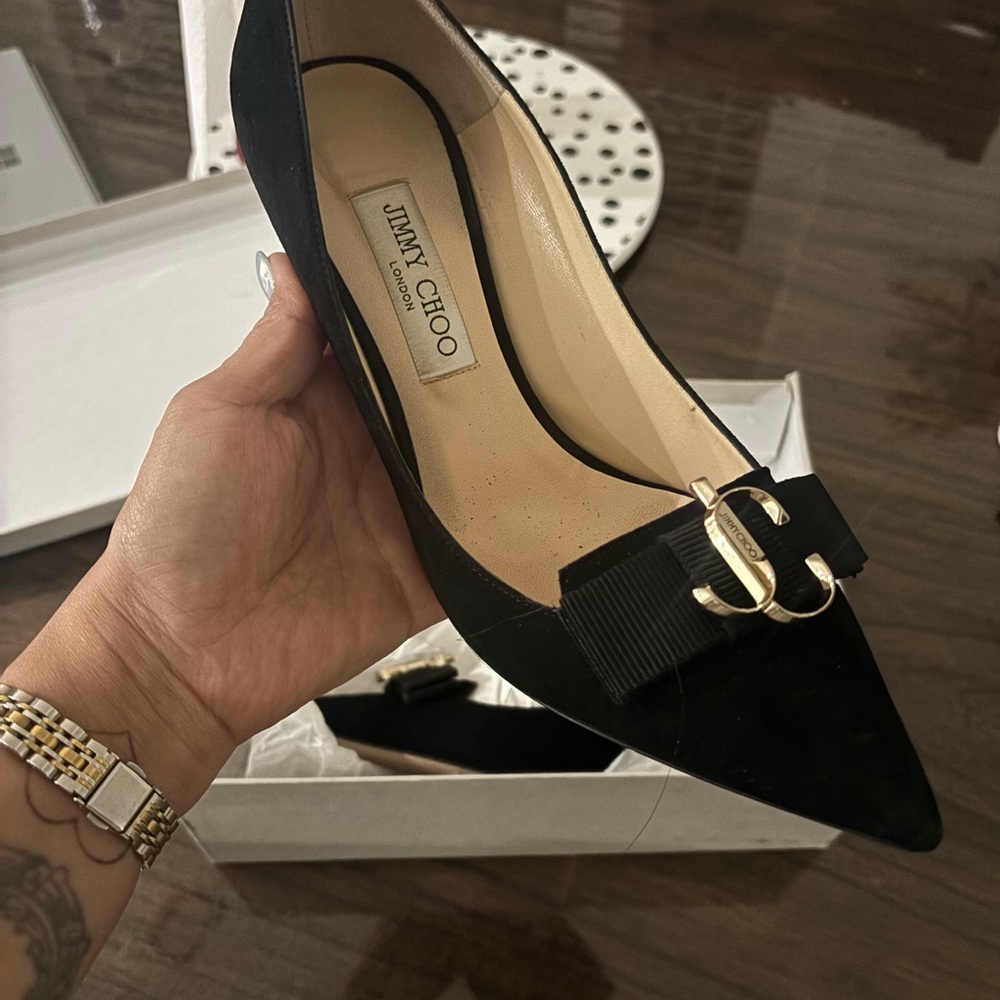 Jimmy Choo Black Heels with Gold Buckle - Picture 8 of 8